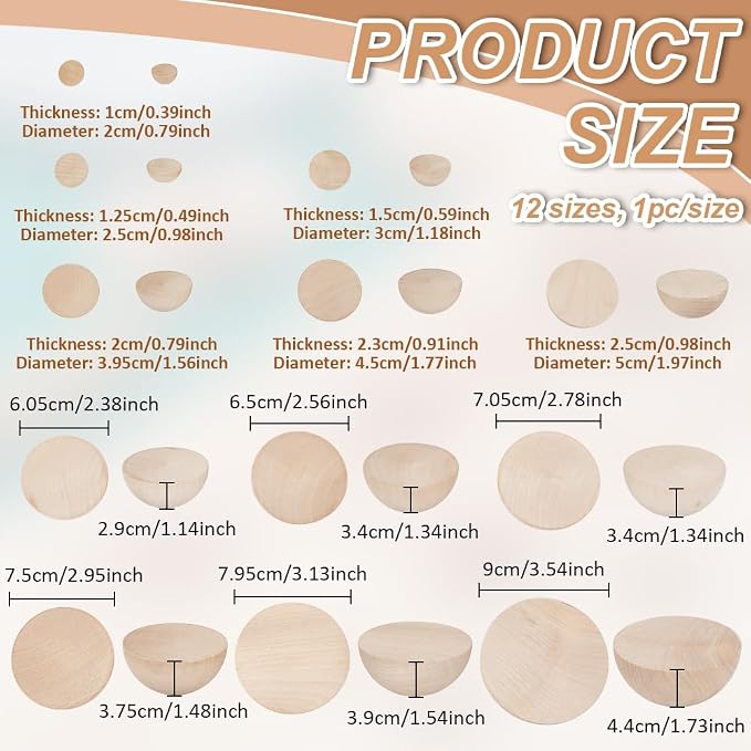 BENECREAT 12 Pcs Clay Pottery Bowl Press Tool, 12 Sizes Wooden Ceramic Top Tools - Image 2
