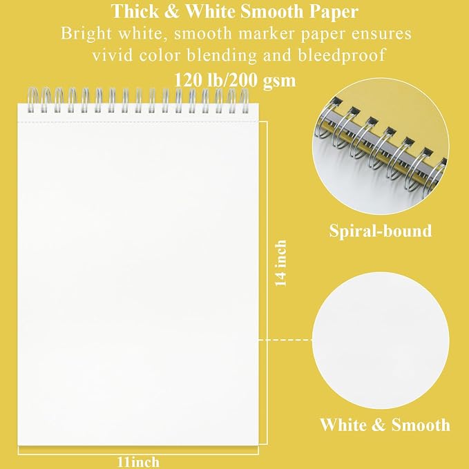 Large Drawing Pad for Markers, 11x14 Spiral Bound Sketchbook for Alcohol Markers - Image 2