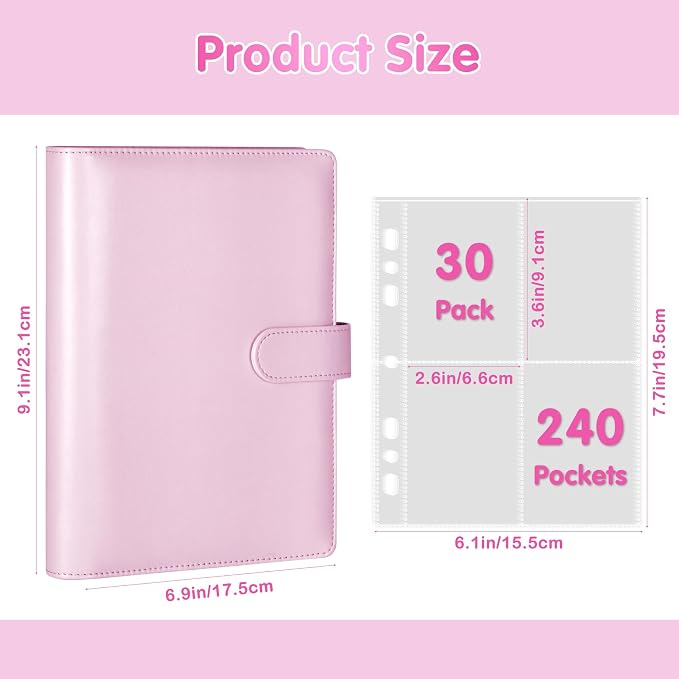 A5 Kpop Photocard Binder with 30 Pack 4-Pocket Card Pages, 6 Ring A5 Binder - Image 5