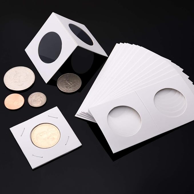 300 Pieces Cardboard Coin Holder Flip Mega Assortment, 2 by 2 Inch - Image 2
