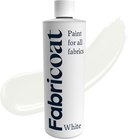 Fabricoat White Fabric Upholstery Paint & Dye | 500ml / 17 fl oz | Restore or by Fabricoat