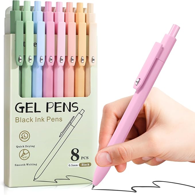 Piochoo Aesthetic Pens, No Smudge Quick Dry Smooth Writing Pens, Cute Black Ink by Piochoo