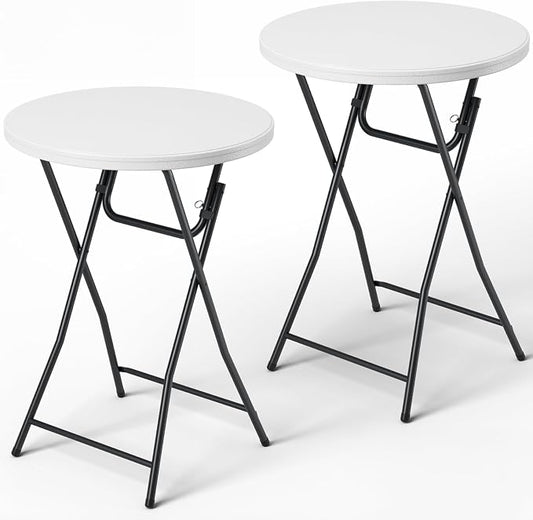 Folding Table 2 Pack, 32 Inch Foldable Cocktail Bar, High Top Round Folding Bar by FoldingFurniture