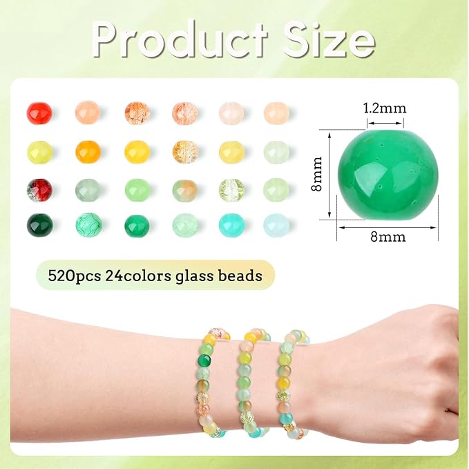 DUQGUHO 8mm Red Yellow and Green Beads - Image 4
