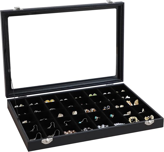 Wudygirl Jewelry Organizer 40 Grid Earring Holder Organizer by Wudygirl
