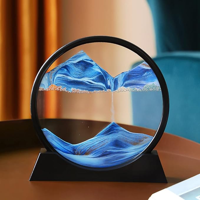 Arthink Moving Sand Art Picture in Motion Round Glass 3D Deep Sea Landscape - Image 2