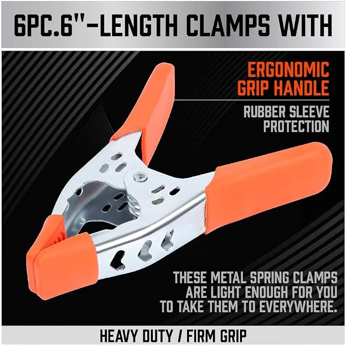 27-Piece 6-Inch Heavy Duty Spring Clamp Set, Large Metal Spring Clamps - Image 2