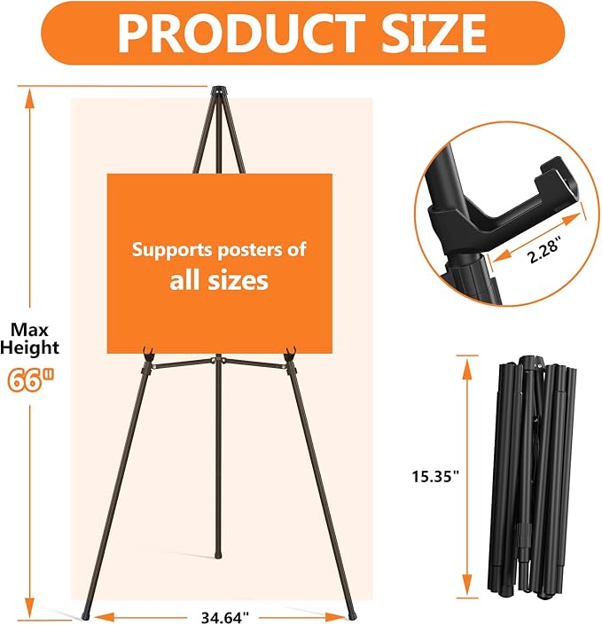 Easel Stand for Sign Portable, Adjustable Metal Easels for Display, Wedding - Image 4