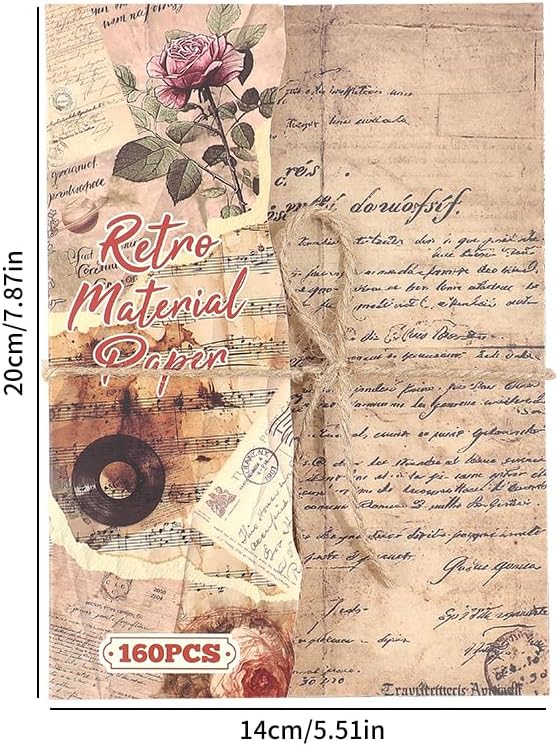 icceemee 160 Sheets of Retro Manuscript Scrapbook Paper, journaling Scrapbook - Image 7