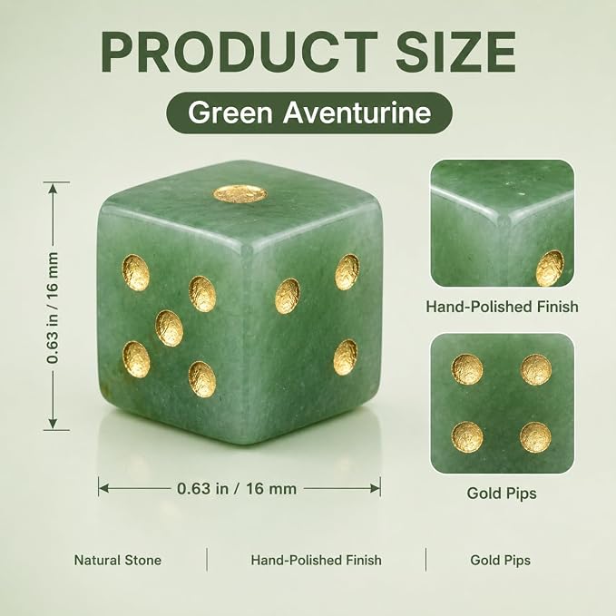 2PCS Crystal D6 Dice, 16mm Natural Gemstone Mahjong Dice Set Stone Dice - Image 2