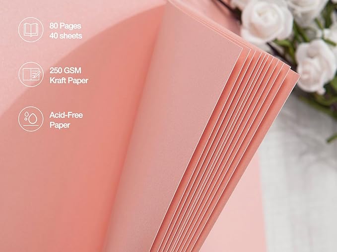 potricher 10 x 10 Inch DIY Scrapbook Photo Album 80 Pages Thick Kraft Blank - Image 5