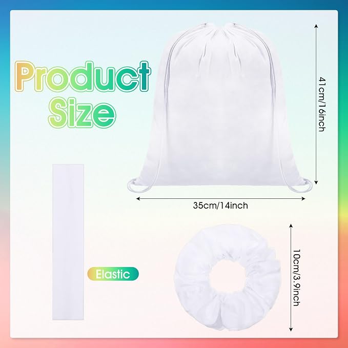 Abbylike 60pcs Tie Dye Party Cotton Drawstring Backpacks Scrunchies Bow Hair - Image 3
