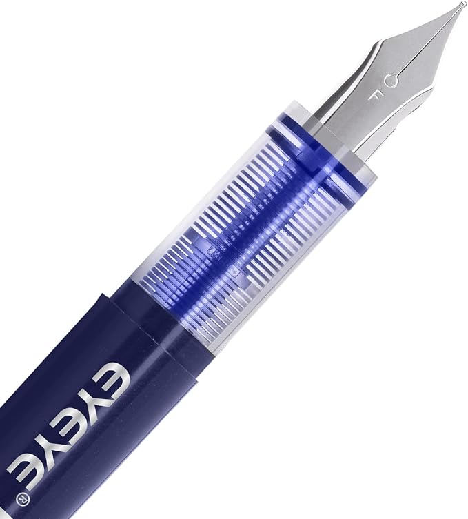 EYEYE Fountain Pens for Writing, 9 Pack Blue Disposable Fountain Pens Stainless - Image 2