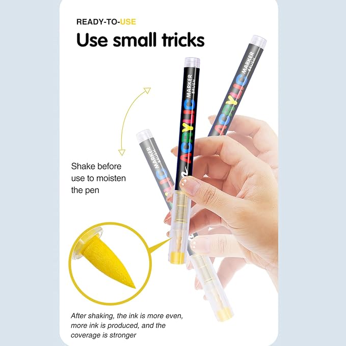 Acrylic Paint Markers Pens, 168 Vivid Colors Acrylic Markers Set, Direct Liquid - Image 9