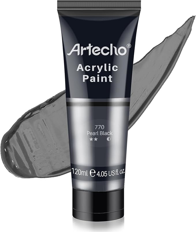 Artecho Black Acrylic Paint, Pearl Black Tubes, Art Craft Paints by Artecho