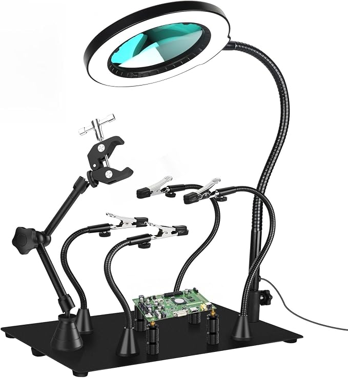 Drdefi Magnetic Helping Hands Soldering Station 12X Magnifying Lamp Third Hand by Drdefi