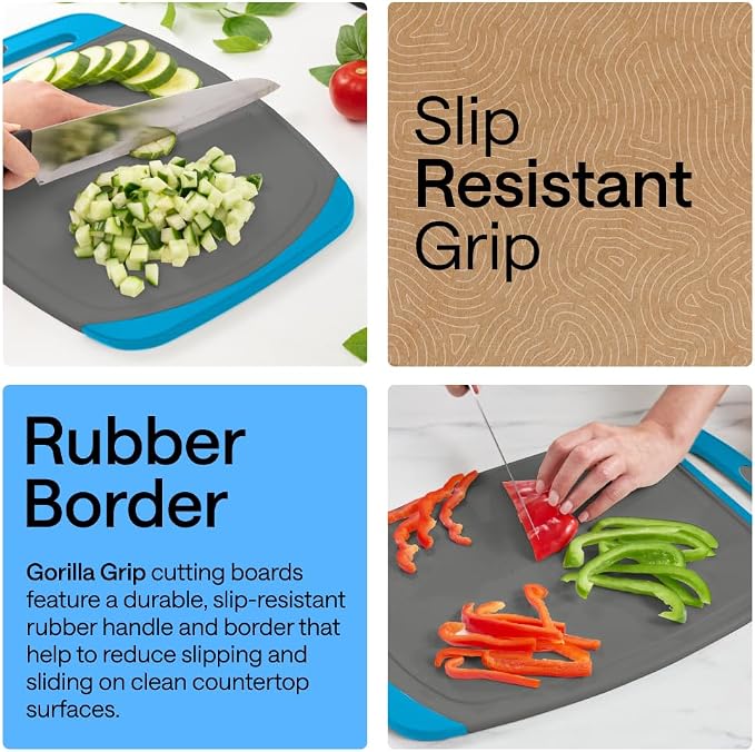 GORILLA GRIP BPA-Free Reversible Kitchen Cutting Board Set of 3, US Designed - Image 3