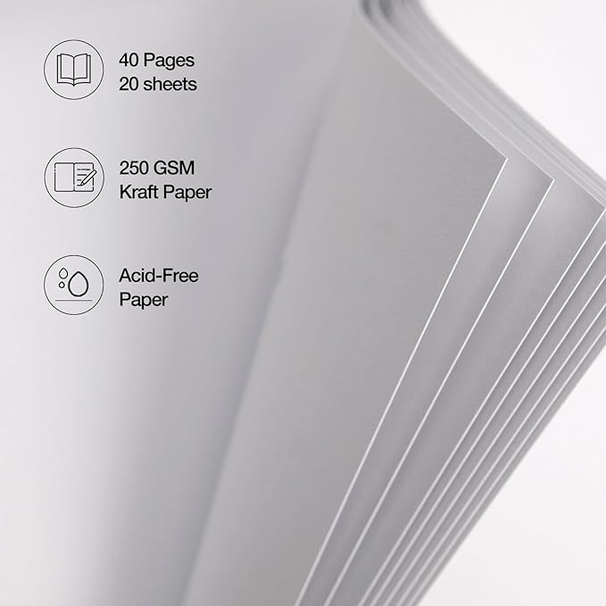 potricher 7 x 7 Inch DIY Scrapbook Album 40 Pages Hardcover Kraft Paper Scrap - Image 5