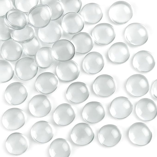 FUTUREPLUSX 1LB Clear Flat Glass Marbles, Vase Filler Glass Pebbles Floral by FuturePlusX