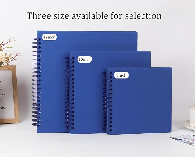 RECUTMS 12x12 Inch Scrapbook 60 Pages Kraft Paper DIY Journal Album Blue | - Image 6