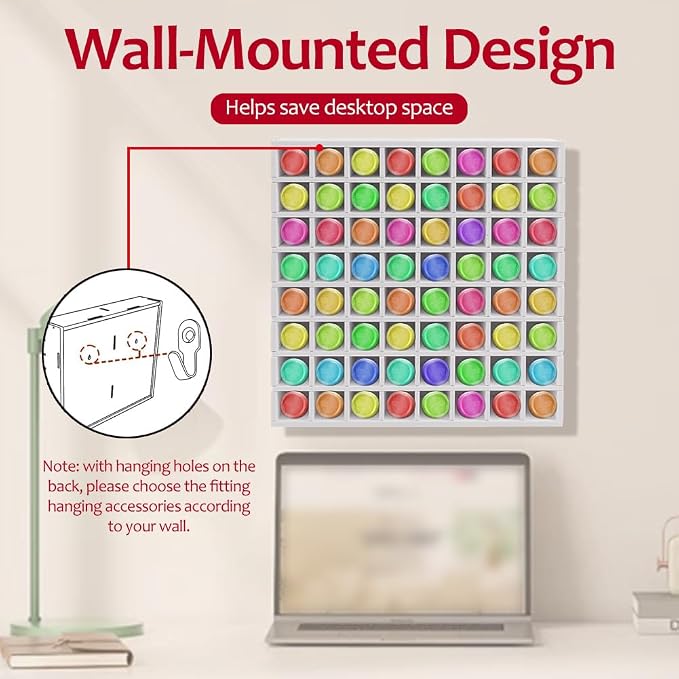 GRETJOB 64 Grids Paint Organizer, Wall Mountable Craft Paint Storage Rack - Image 5