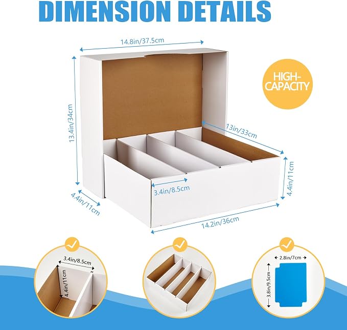 4 Pack Sports Card Boxes 3120 Count Cardboard Card Storage Box White Bulk Card - Image 2