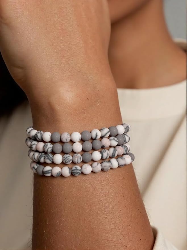 8mm Matte Pink Zebra Jasper Bead, 15-Inch Matte Round Loose Stone Beads - Image 4