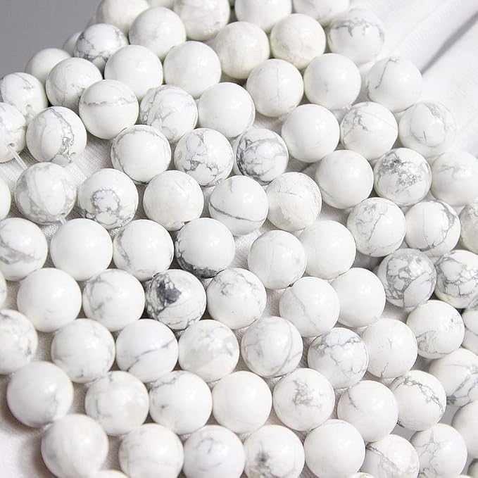 MJDCB Natural Stone Beads White Howlite Round Loose Beads - Image 5