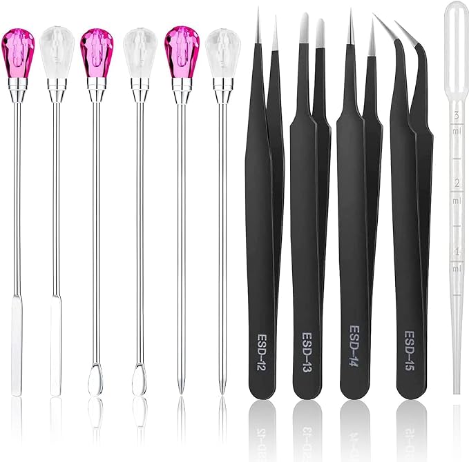 11 Pcs Silicone Resin Mold Tools Set Stirring Needle Spoon Tool Tweezers by ColoryourlifewithMSDADA