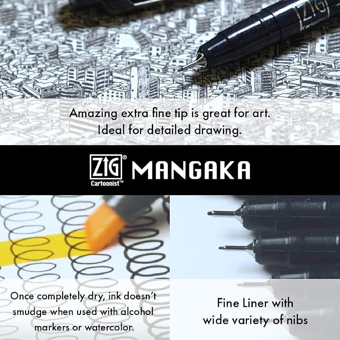 Kuretake Zig illustration watercolor Set, 3 Gansai Tambi, Fineliner and - Image 3