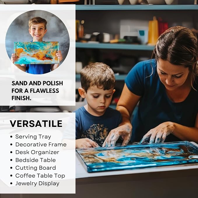 Alaskey® Large Premium Rectangular Resin Table Silicone Mold 16"x10" and - Image 5