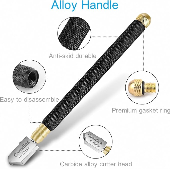 Glass Cutter 2mm-20mm, Upgrade Glass Cutter Tool, Pencil Style Oil Feed Carbide - Image 5