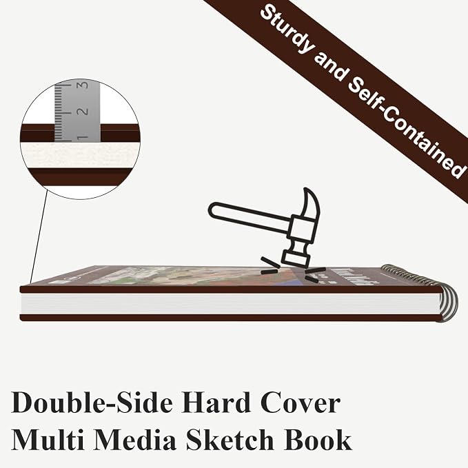 Mofuny Mixed Media Sketchbook 8.5 x 11, 50 Sheets - 110lb/180gsm Painting Paper - Image 4