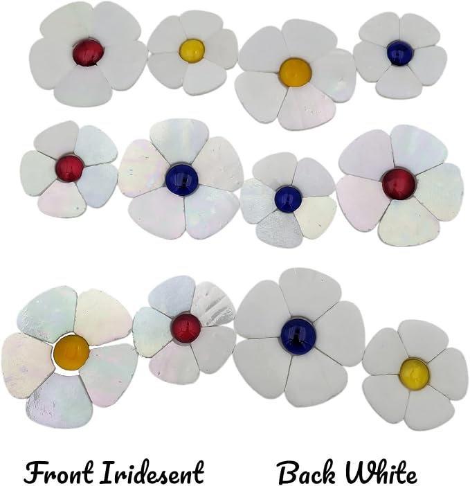Esweny 12 Flower Stained Glass Mosaic Tiles - Image 2
