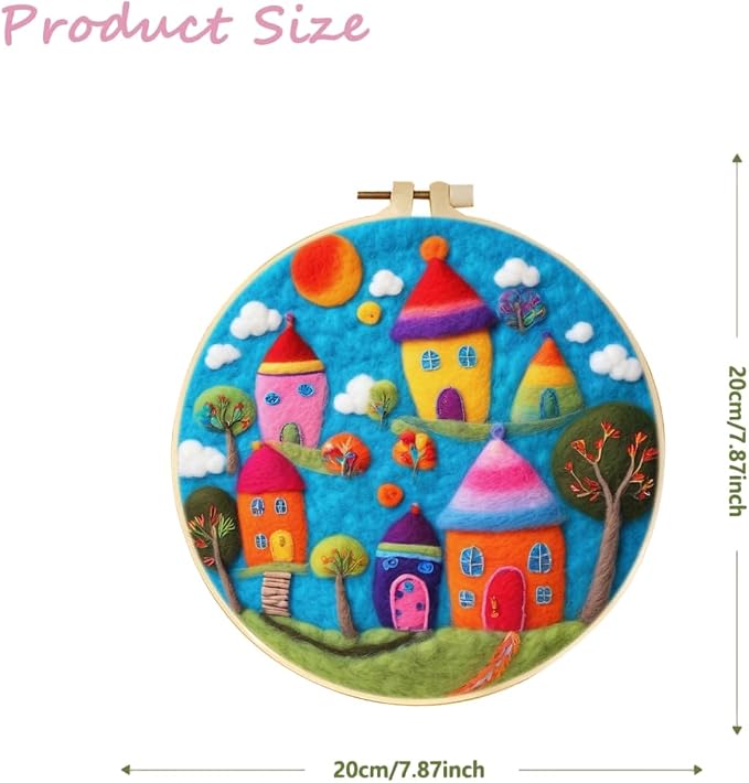 CaptainCrafts Needle Felting Kit, Wool Felt Supplies, Embroidery Hoops - Image 2