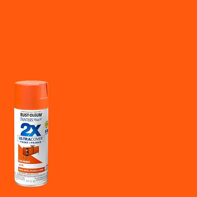 Rust-Oleum Painter's Touch 2X Ultra Cover Spray Paint, Satin Fire Orange | - Image 2