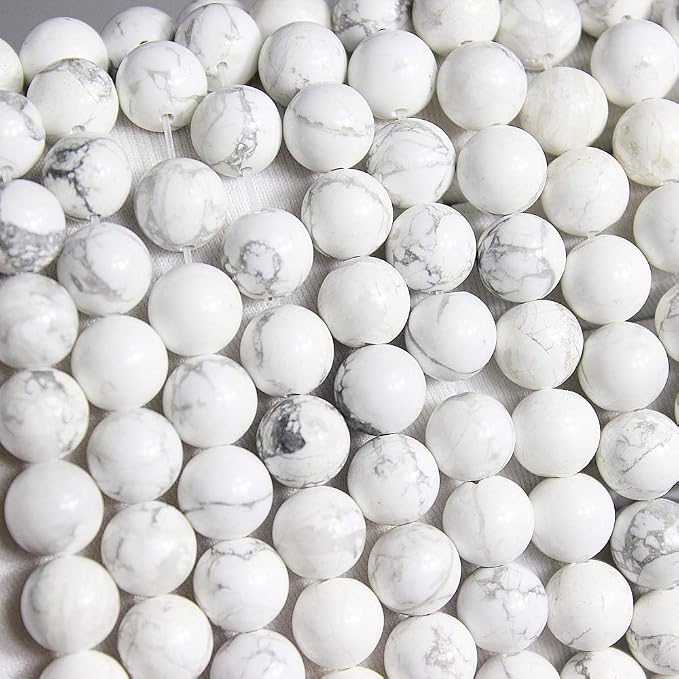 MJDCB Natural Stone Beads White Howlite Round Loose Beads - Image 4