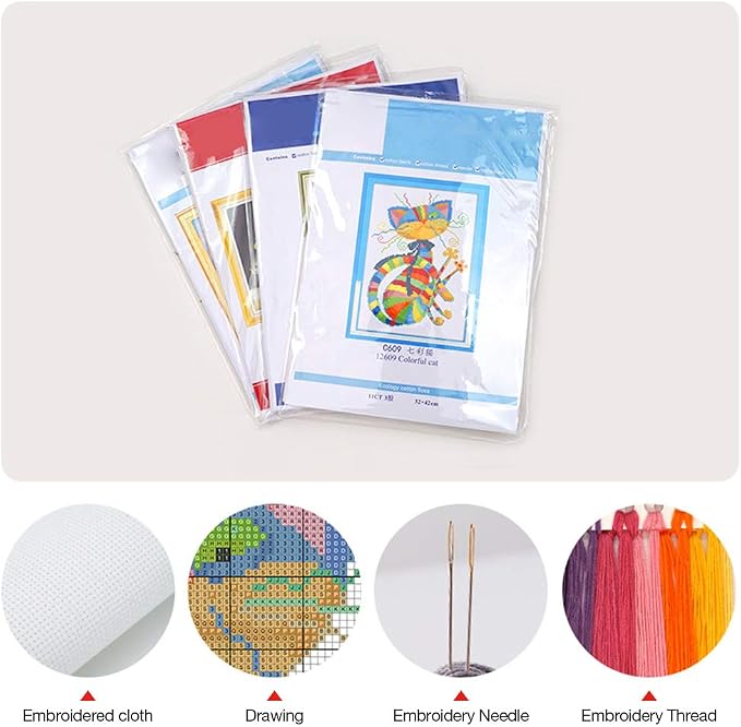 Eiazuiks Stamping Cross Stitch Kit, Colorful Flowers Counting Cross Stitch Kit - Image 5