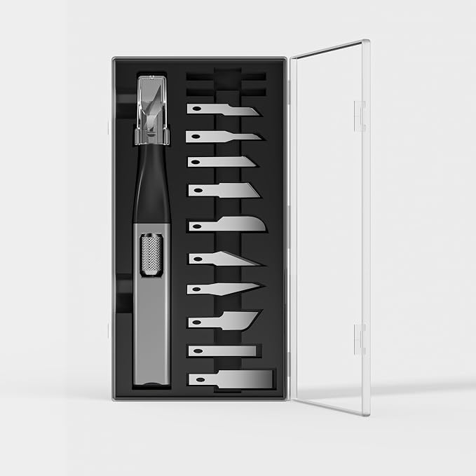 Precision Craft Knife Set – 10 Carbon Steel Blades, Hidden Blade Storage Handle by scimaker