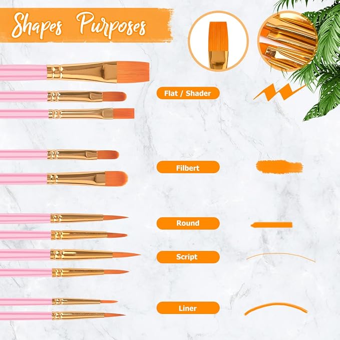 Soucolor Paint Brush Set –40Pcs Acrylic Watercolor Brush Multi-Size - Image 3
