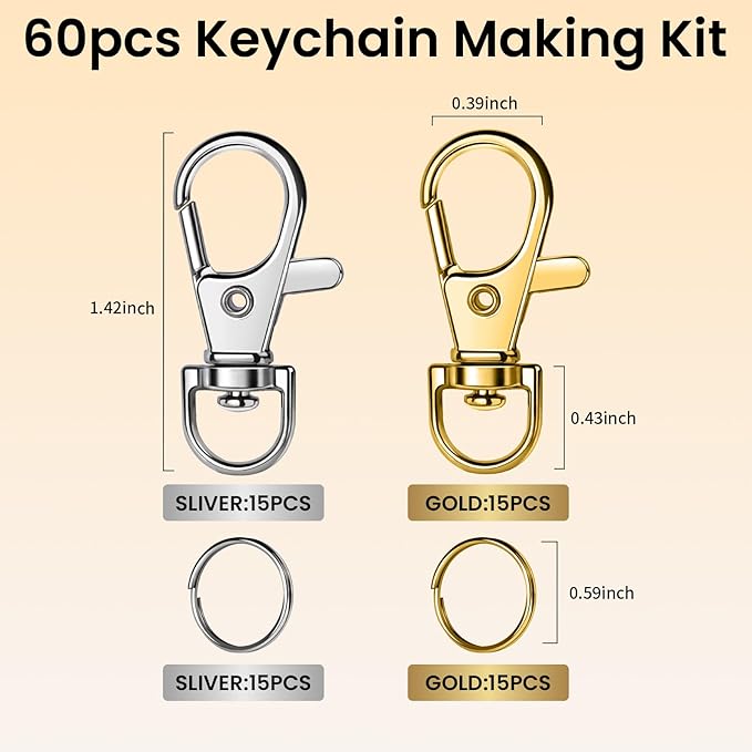 LEOBRO 60PCS Lobster Claw Clasps and Key Rings, Keychain Making kit, Keychains - Image 2