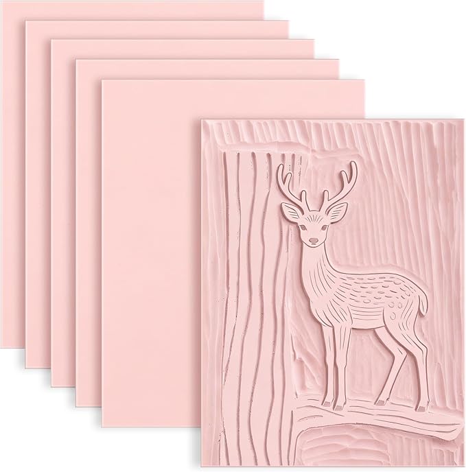 6 Pack 4"x6" Pale Pink Rubber Stamp Carving Blocks Rubber Carved Brick by Oopsu