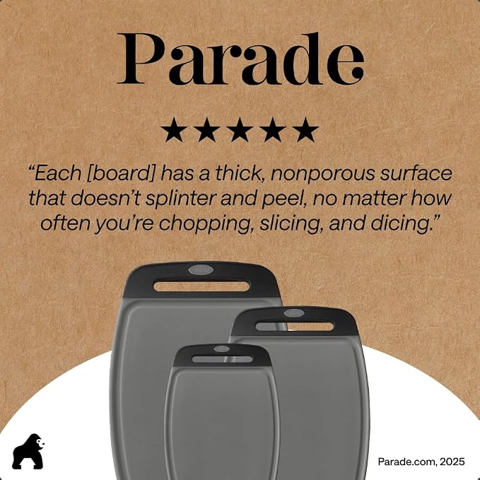 GORILLA GRIP BPA-Free Reversible Kitchen Cutting Board Set of 3, US Designed - Image 9