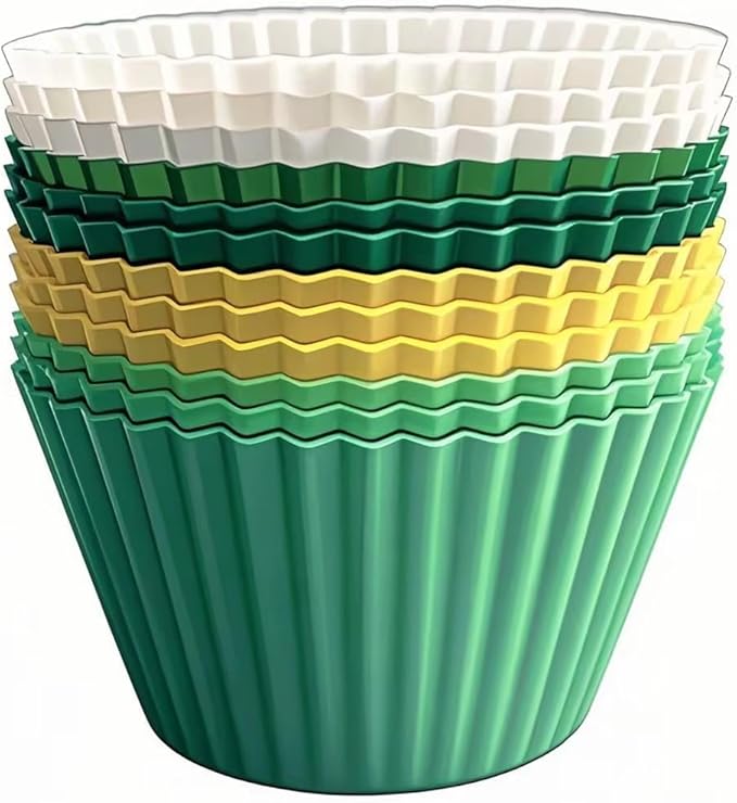 Silicone Muffin Baking Cups 12 Pack Reusable Cupcake Liners Non-stick Cake Molds by IELEK
