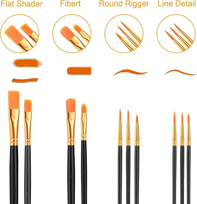 AROIC Paint Brush Set, 10 Pack 100 Pcs Acrylic Paint Brushes Artist Paint - Image 2