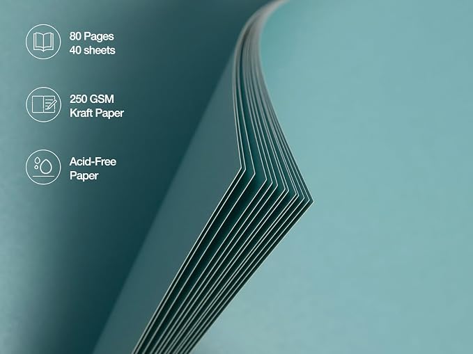 potricher 8 x 8 Inch DIY Scrapbook Photo Album 80 Pages Thick Kraft Blank Blue - Image 5