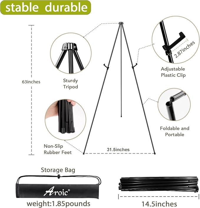 AROIC 63 "Easel Stand for Display, 10 Pack Portable Foldable Metal Easel - Image 2