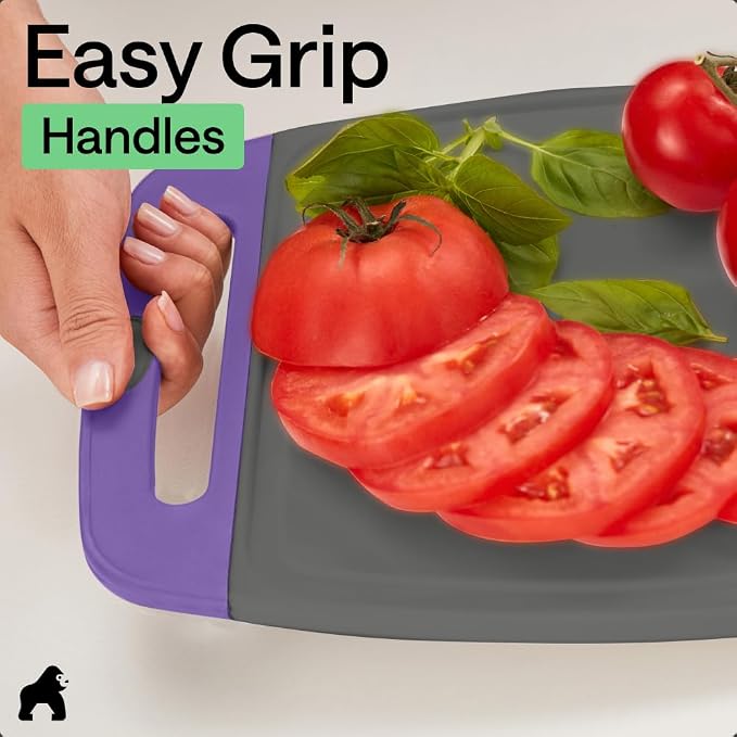 GORILLA GRIP BPA-Free Reversible Kitchen Cutting Board Set of 3, US Designed - Image 8