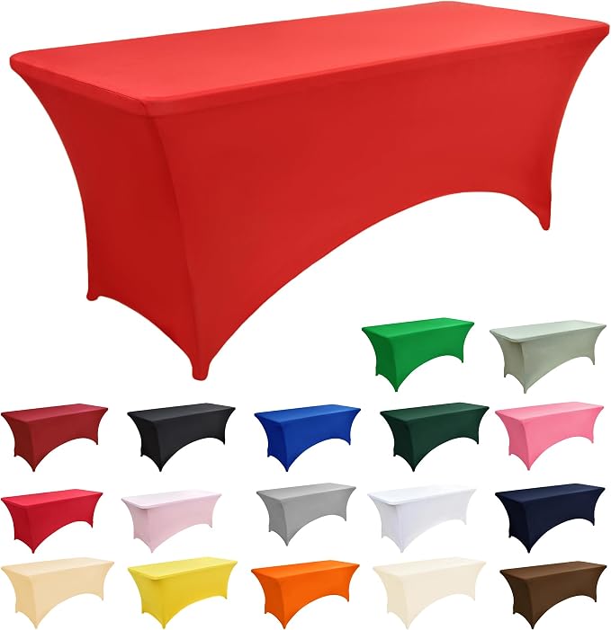 2-Pack 4ft Red Spandex Table Covers - Image 3