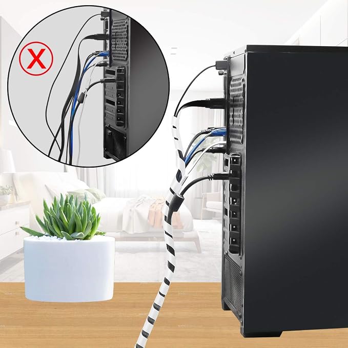50Ft XHF 1/4" Clear Spiral Cable Wrap 6mm Spiral Wire Wrap Cord - Image 2